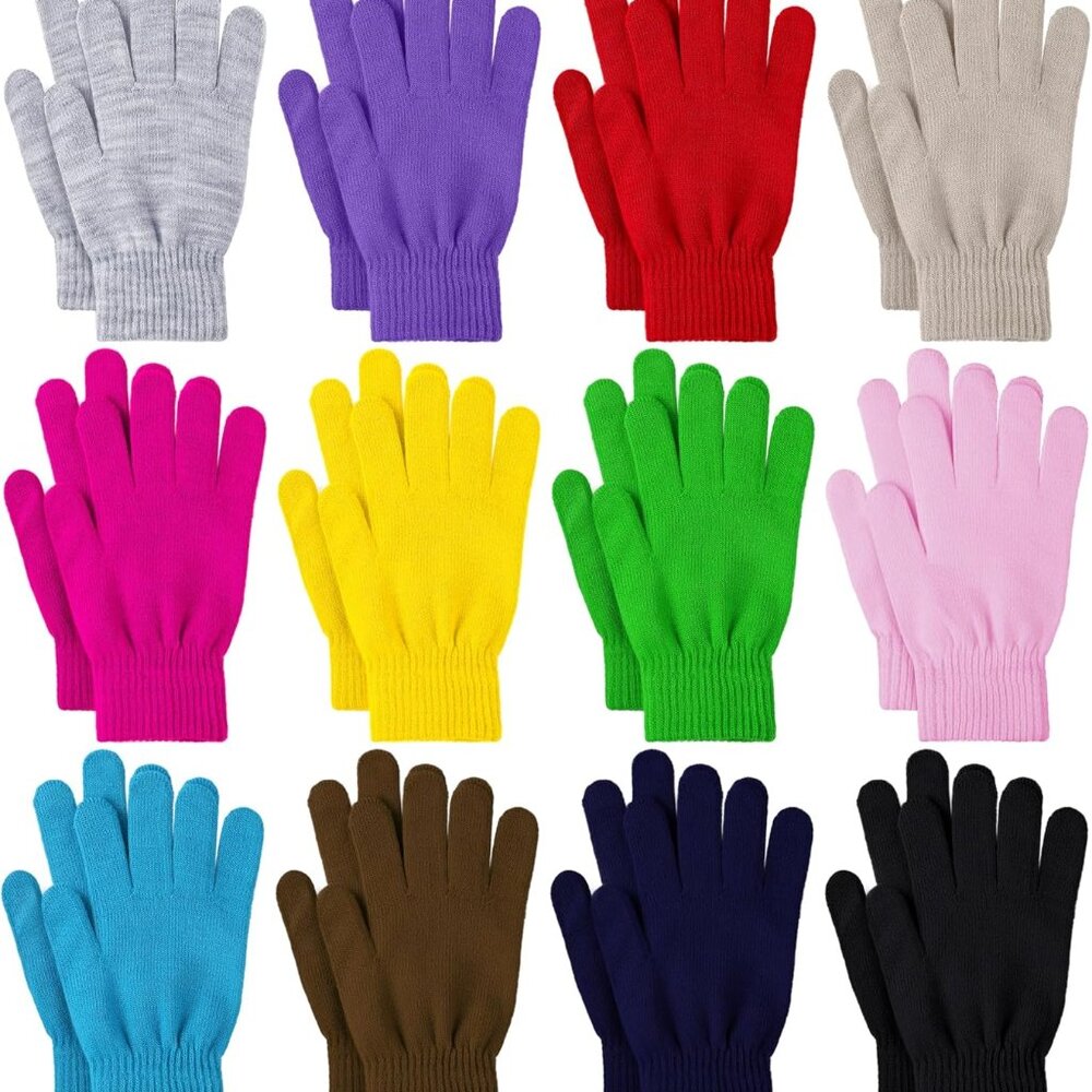 12 Pairs Winter Gloves Knit Warm Gloves Bulk Adult Stretchy Magic Gloves For Men